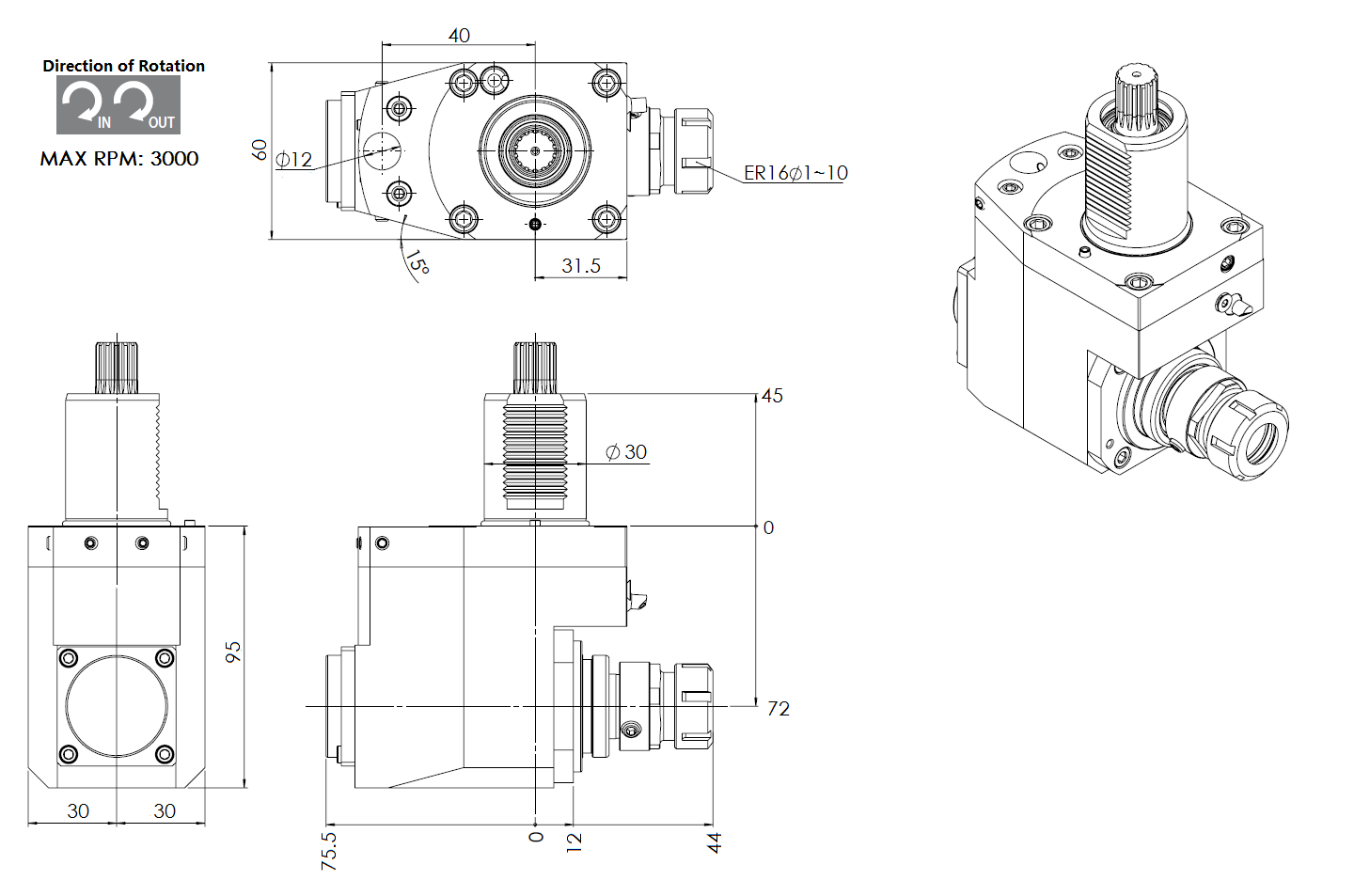 VDI 30 DIN5482 TAPPING HEAD